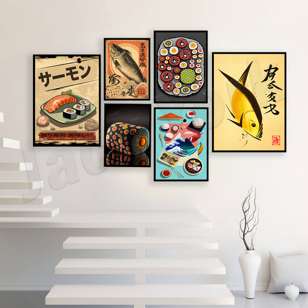 Japanese Lifestyle Food - Vintage style Japanese sushi prints, Japanese