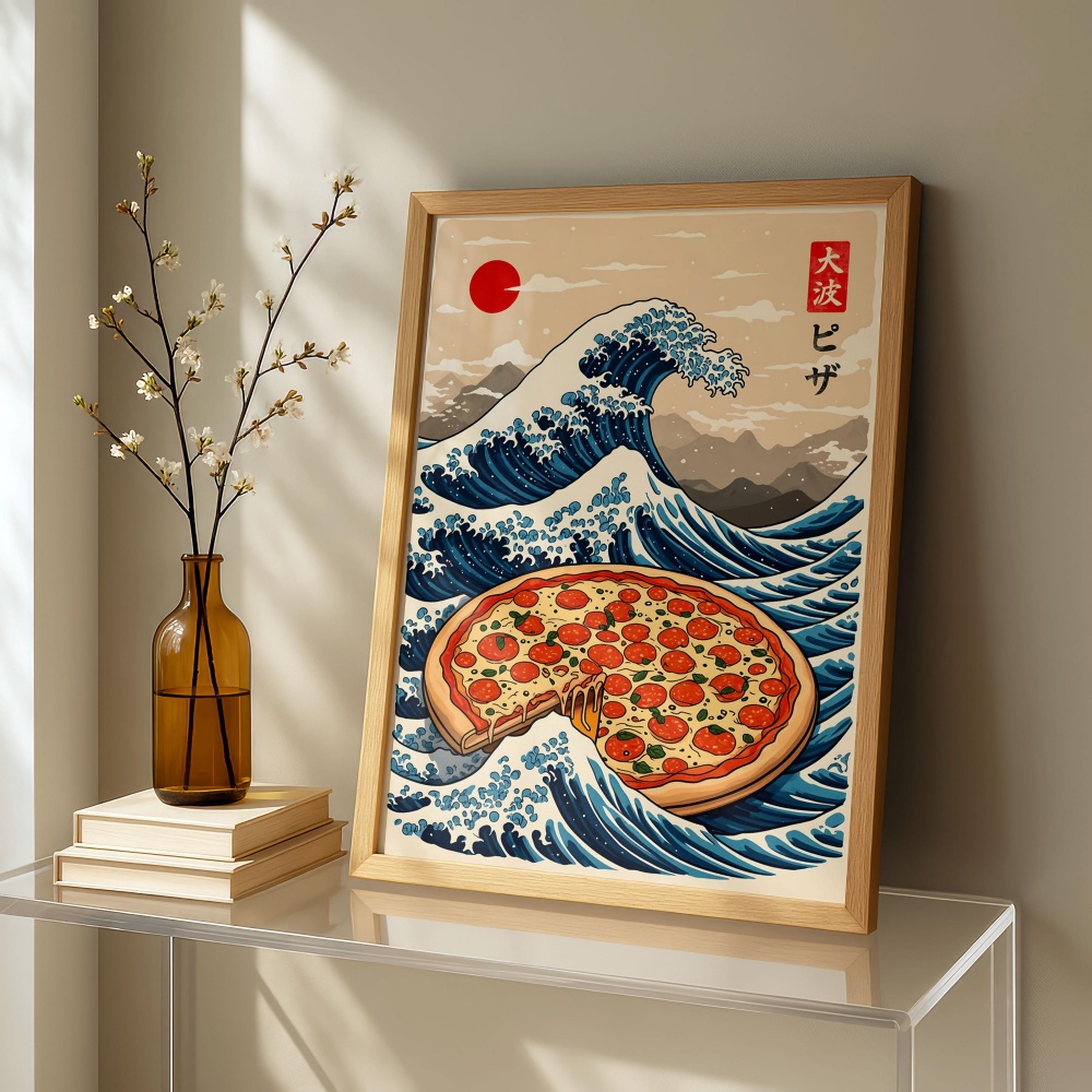 Japanese Lifestyle Food - Japanese Great Wave Burger Art Print