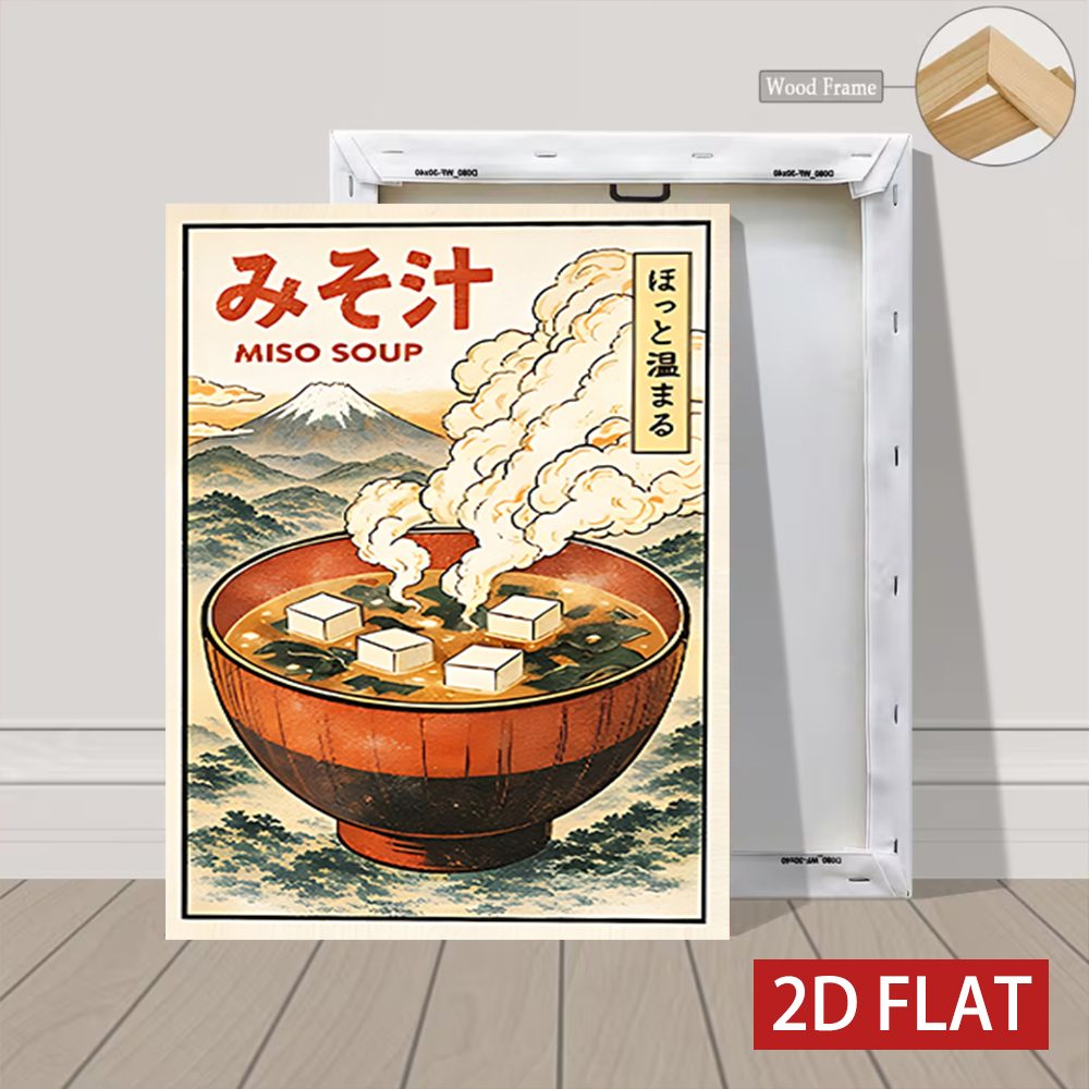 3 Counts Wooden Framed Canvas  - Japanese Lifestyle Food reseña y precio