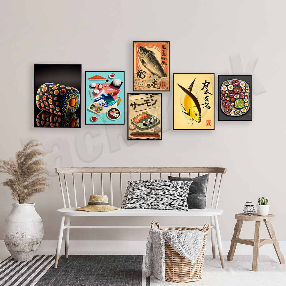 Vintage style Japanese sushi p - Japanese Lifestyle Food reseña y precio